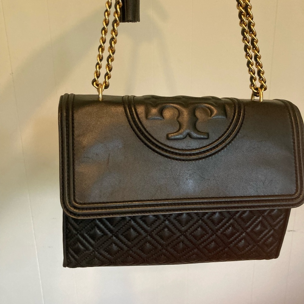Tory Burch Fleming Convertible Shoulder Bag - Black Leather - Picture 5 of 14
